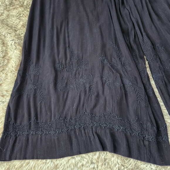 Free People Angie's Set Bottoms Only Wide Leg Black Viscose‎ Pants Women's Large - Picture 3 of 13